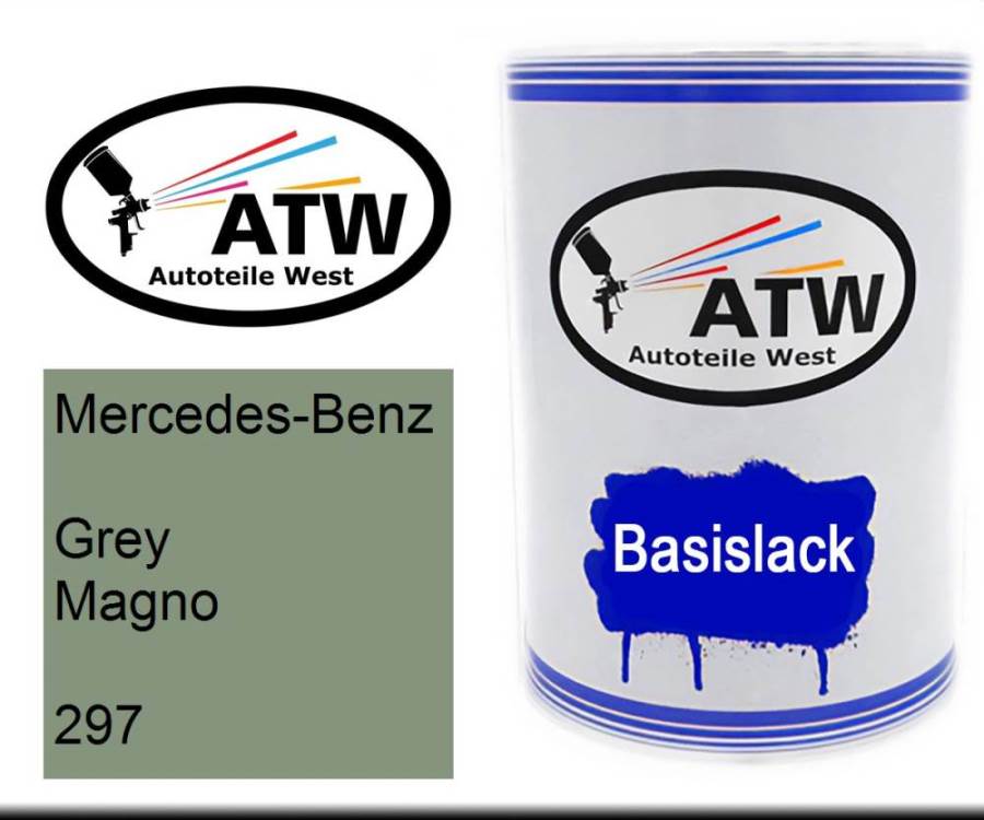 Mercedes-Benz, Grey Magno, 297: 500ml Lackdose, von ATW Autoteile West.